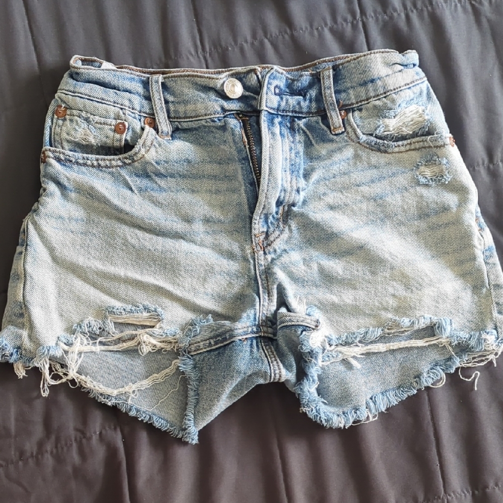 American Eagle Outfitters Light Blue Distressed Jean Shorts